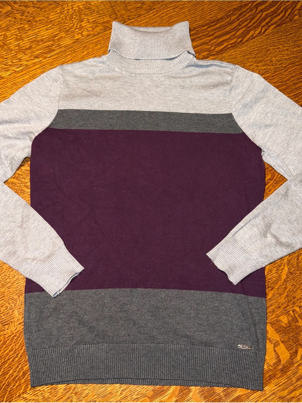 Calvin Klein Men's Colorblock Turtleneck Sweater - Purple, Gray, Light Gray
